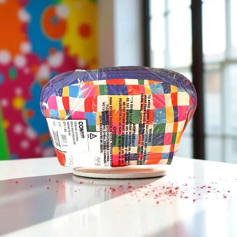 Tartan + Twine Multi-Color Round Top Cosmetic Bag – Makeup Travel Pouch NWT